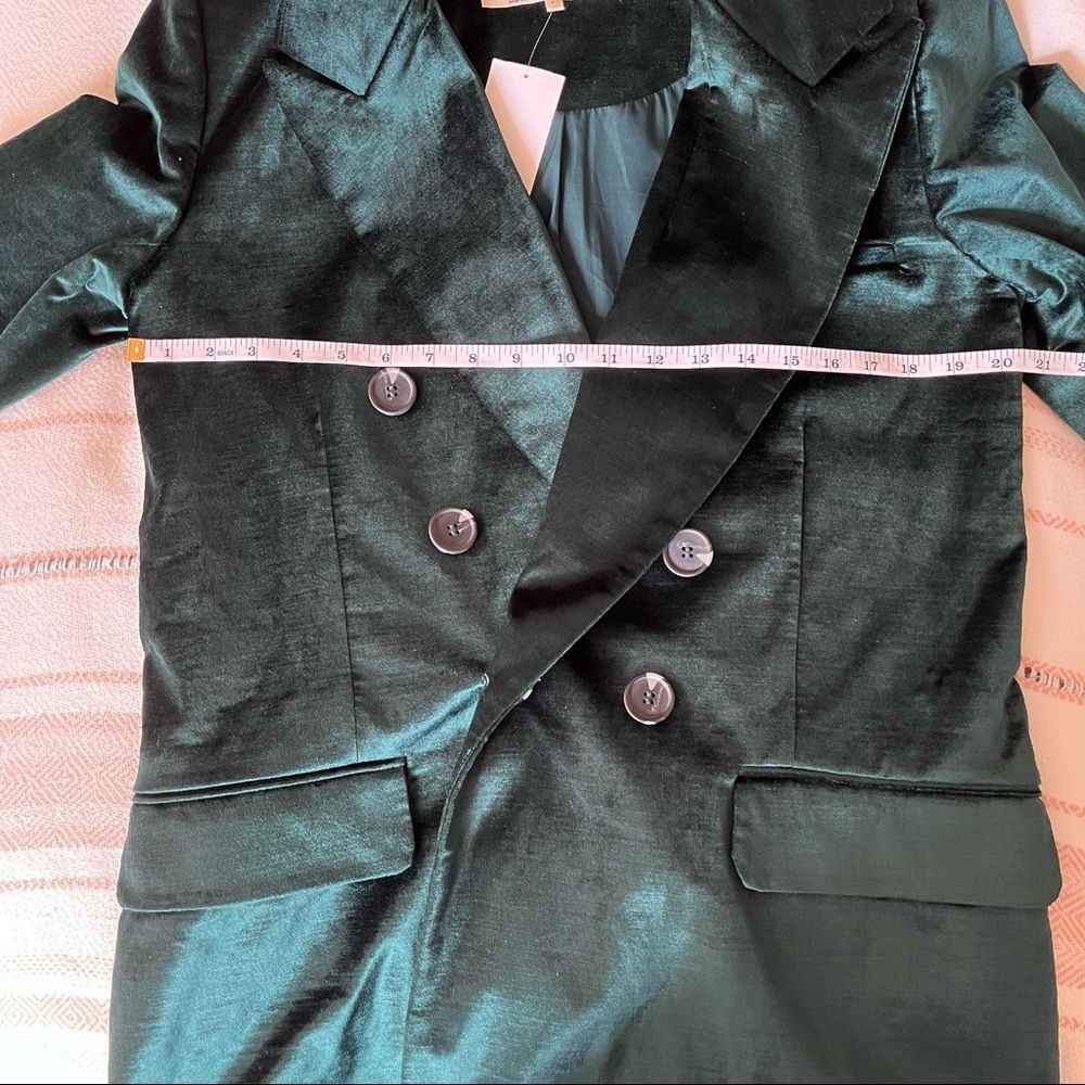 Free People Ashby Double Breasted Velvet Blazer Green Size Medium - Picture 8 of 10